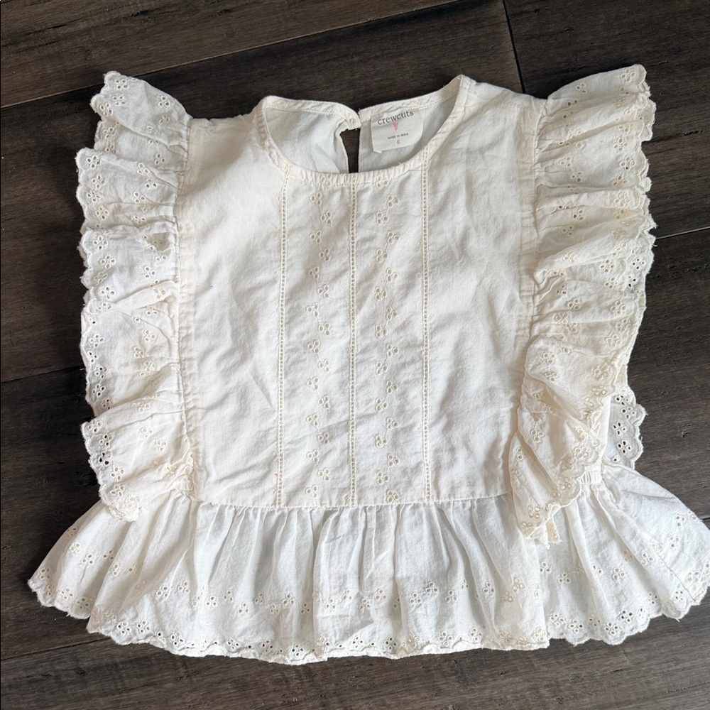 Crewcuts Cream Eyelet Ruffle Blouse
